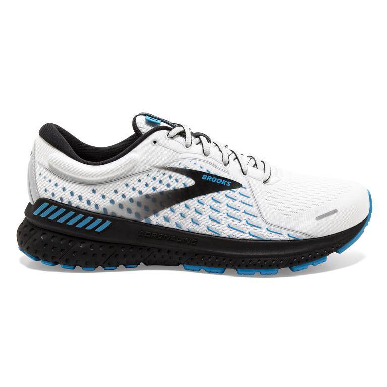 Brooks Men's Adrenaline GTS 21 Road Running Shoes - White/Grey/Atomic Blue (DJZC09714)